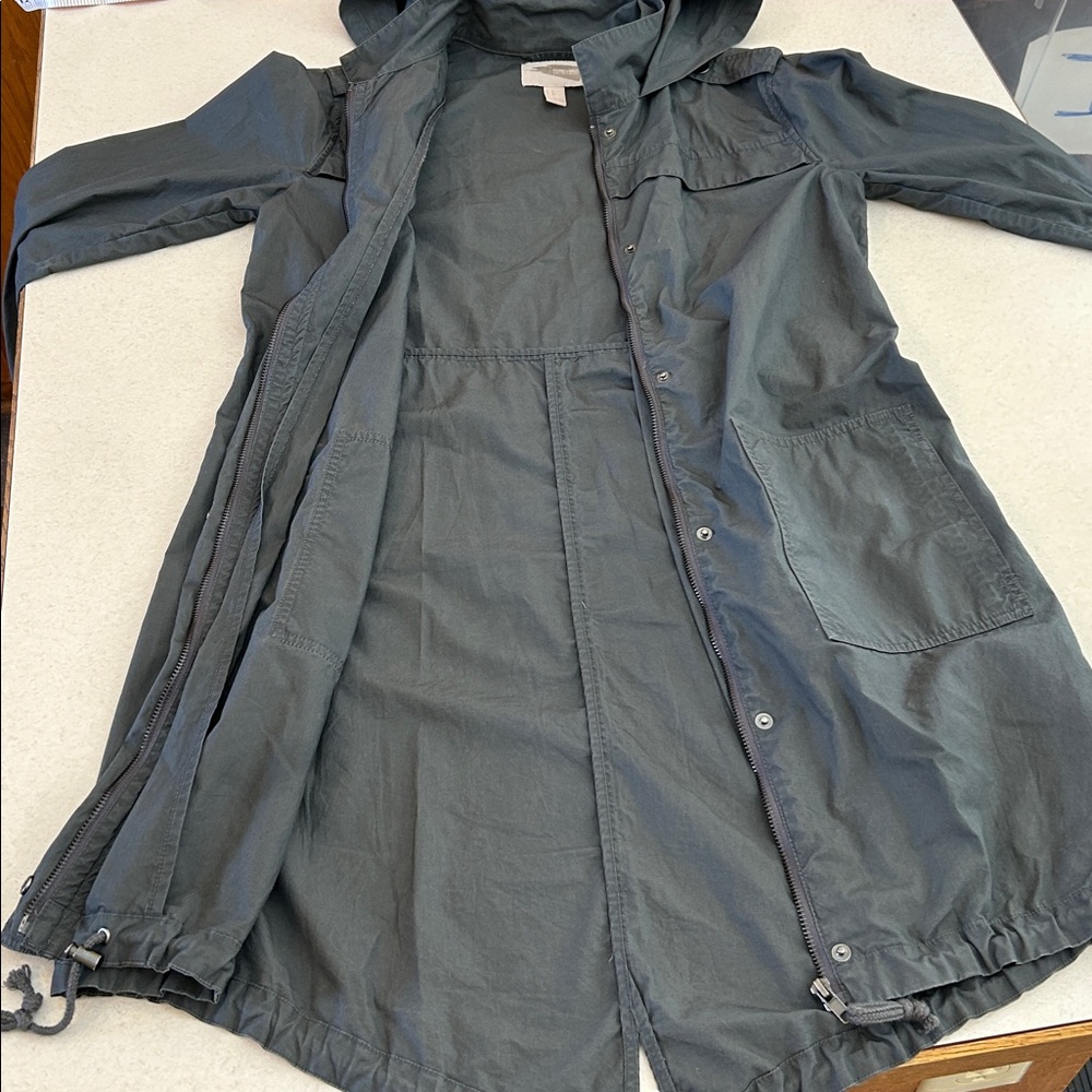 Forever 21 Gray Hooded Longline Full Zip Full Snap Parka KING Utility Jacket - Picture 10 of 15